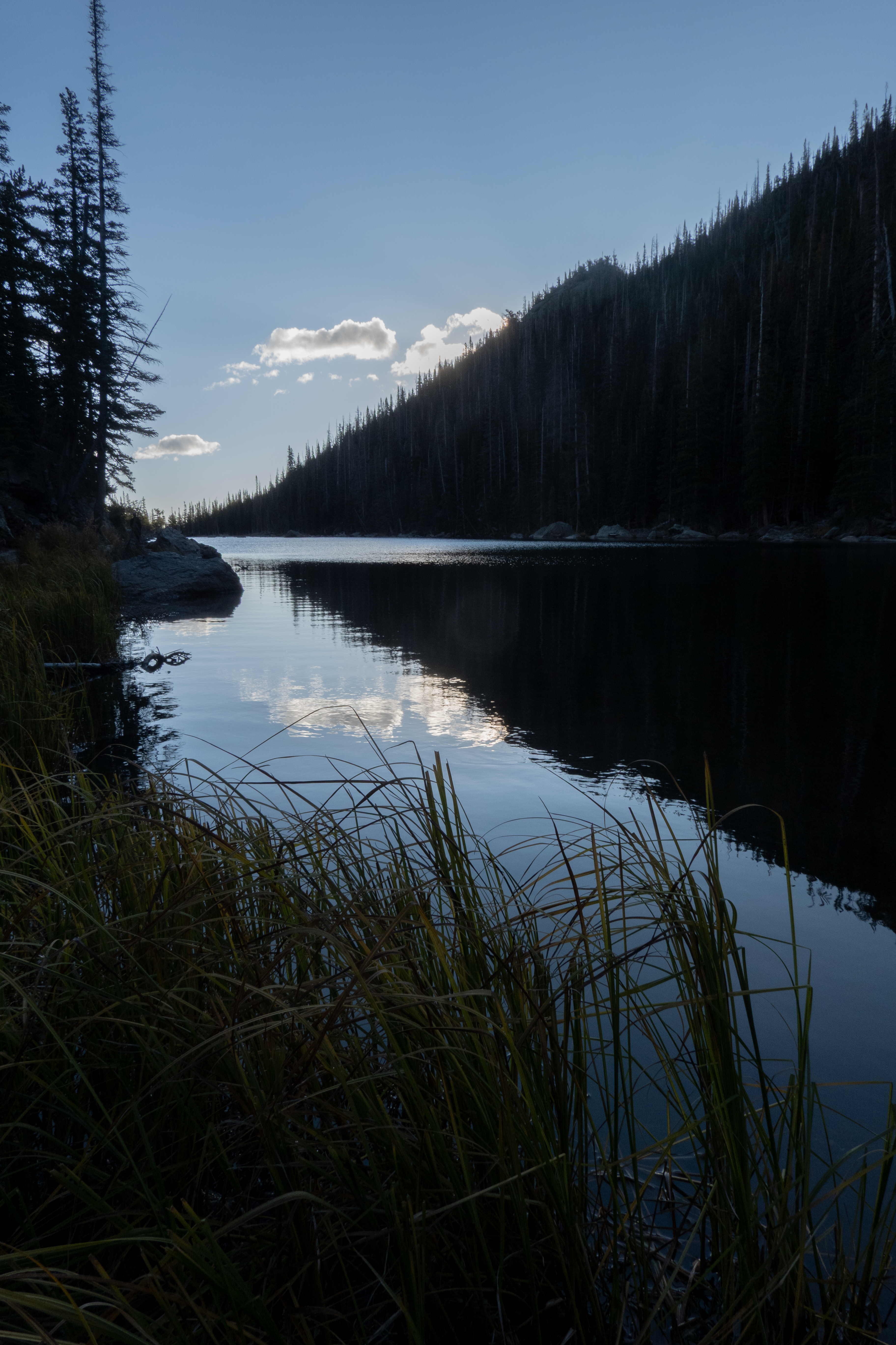 a mountain lake in the early morning