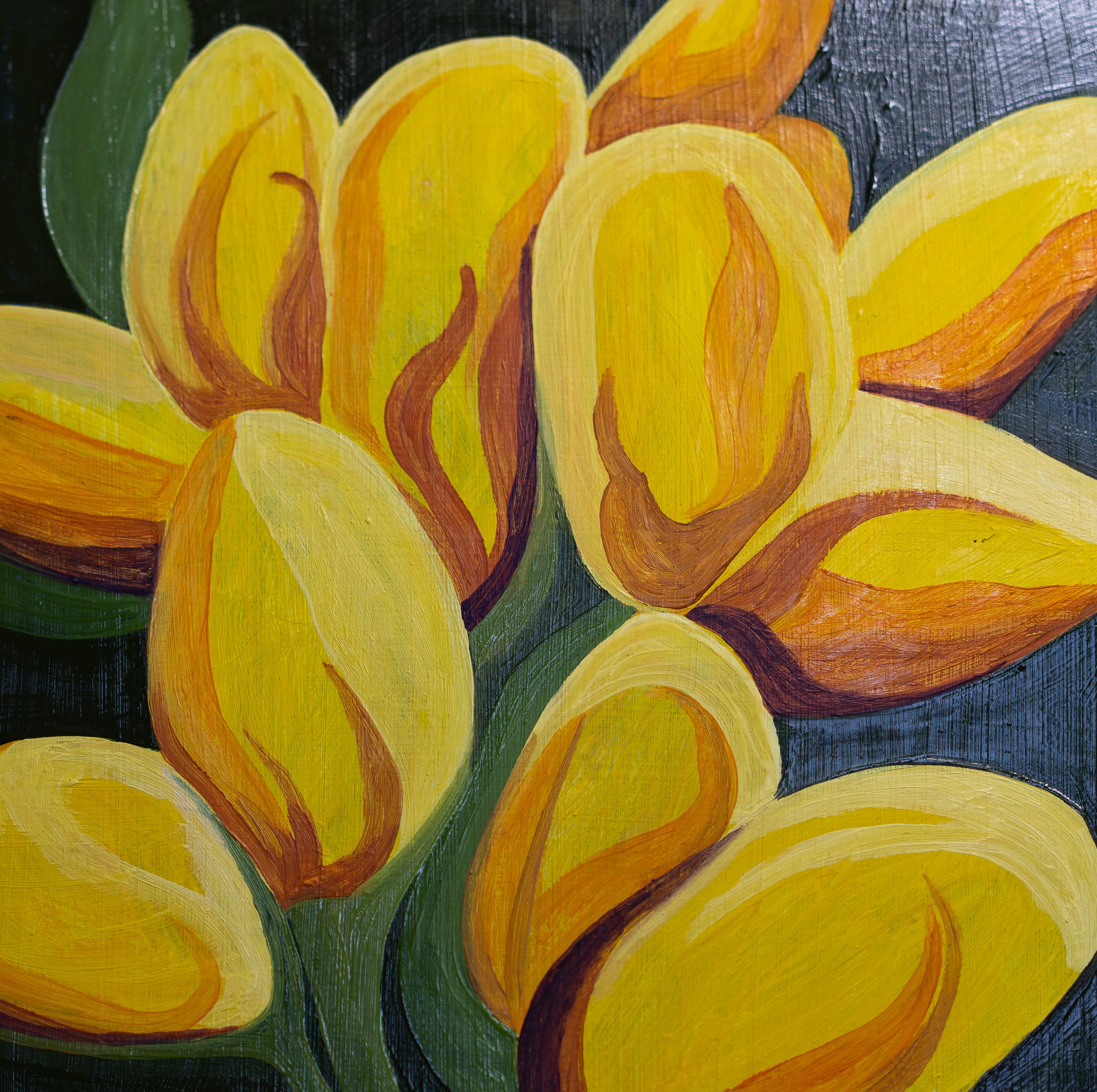 Golden Banner Flowers - oil on cradled wood panel. Part of a series of Colorado Wildflower details.