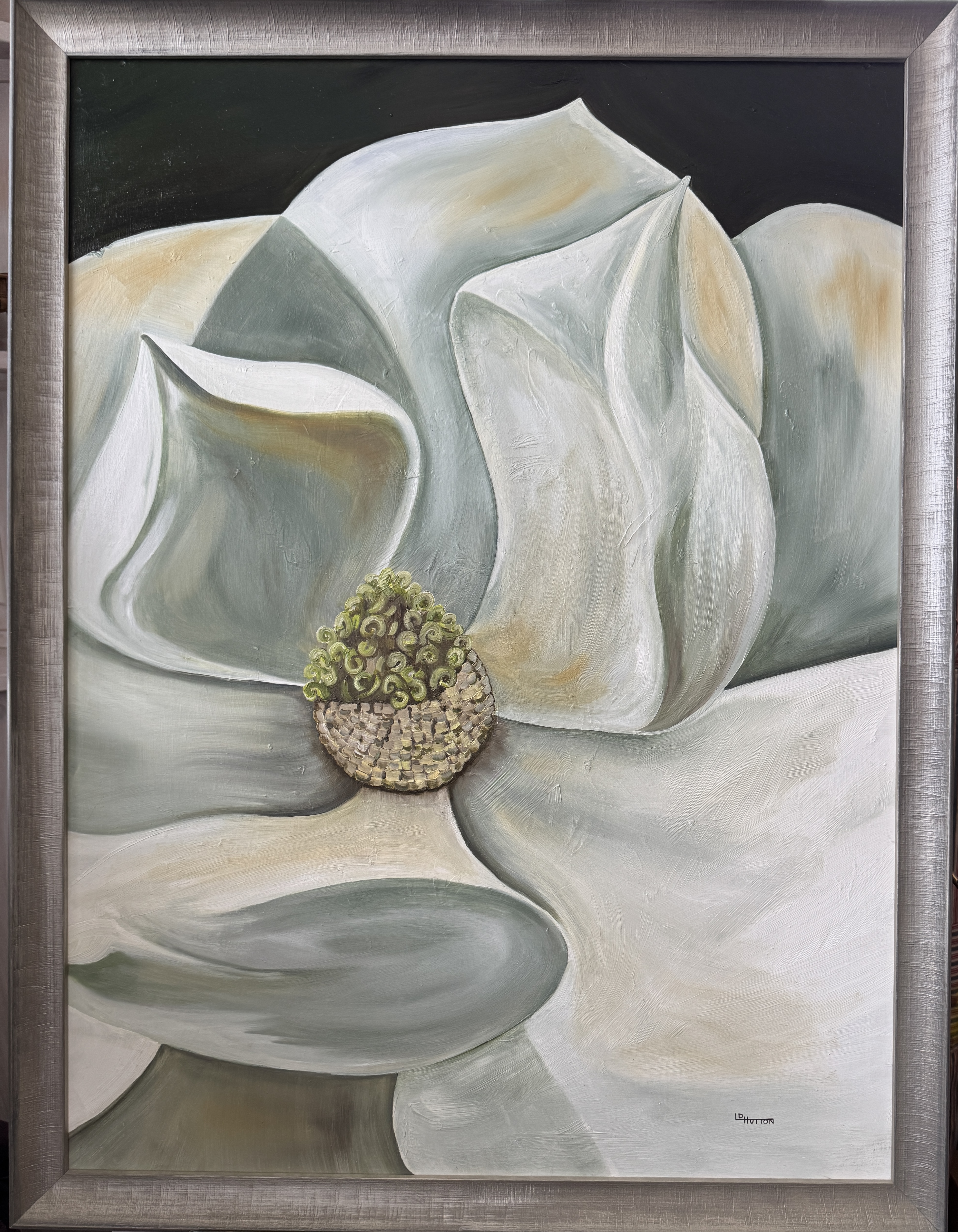 Magnolia Blossom - SOLD - Commissioned painting, 24 x 30 oil on masonite panel, framed