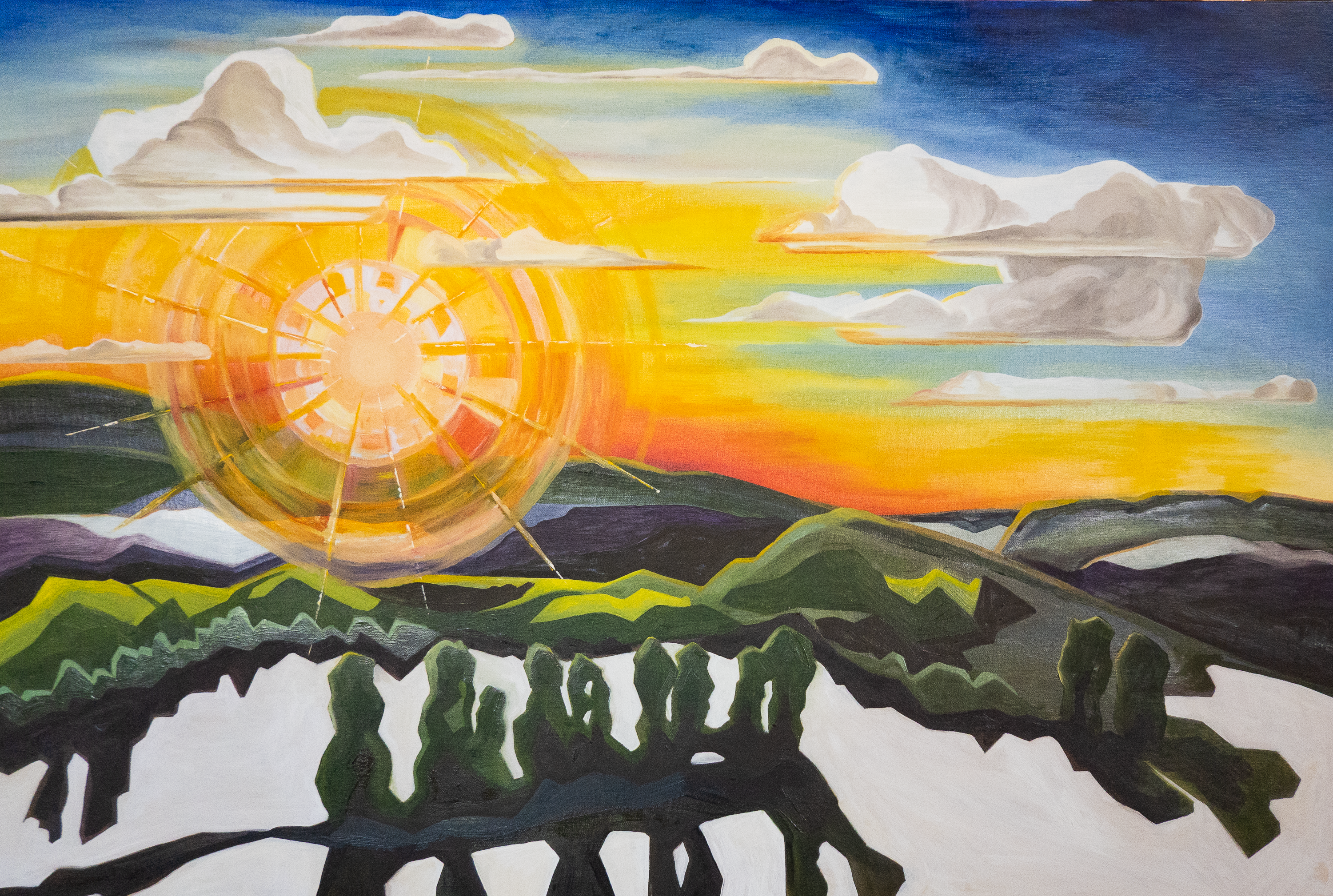 Sunset over Slopes - Oil on artist panel, unframed