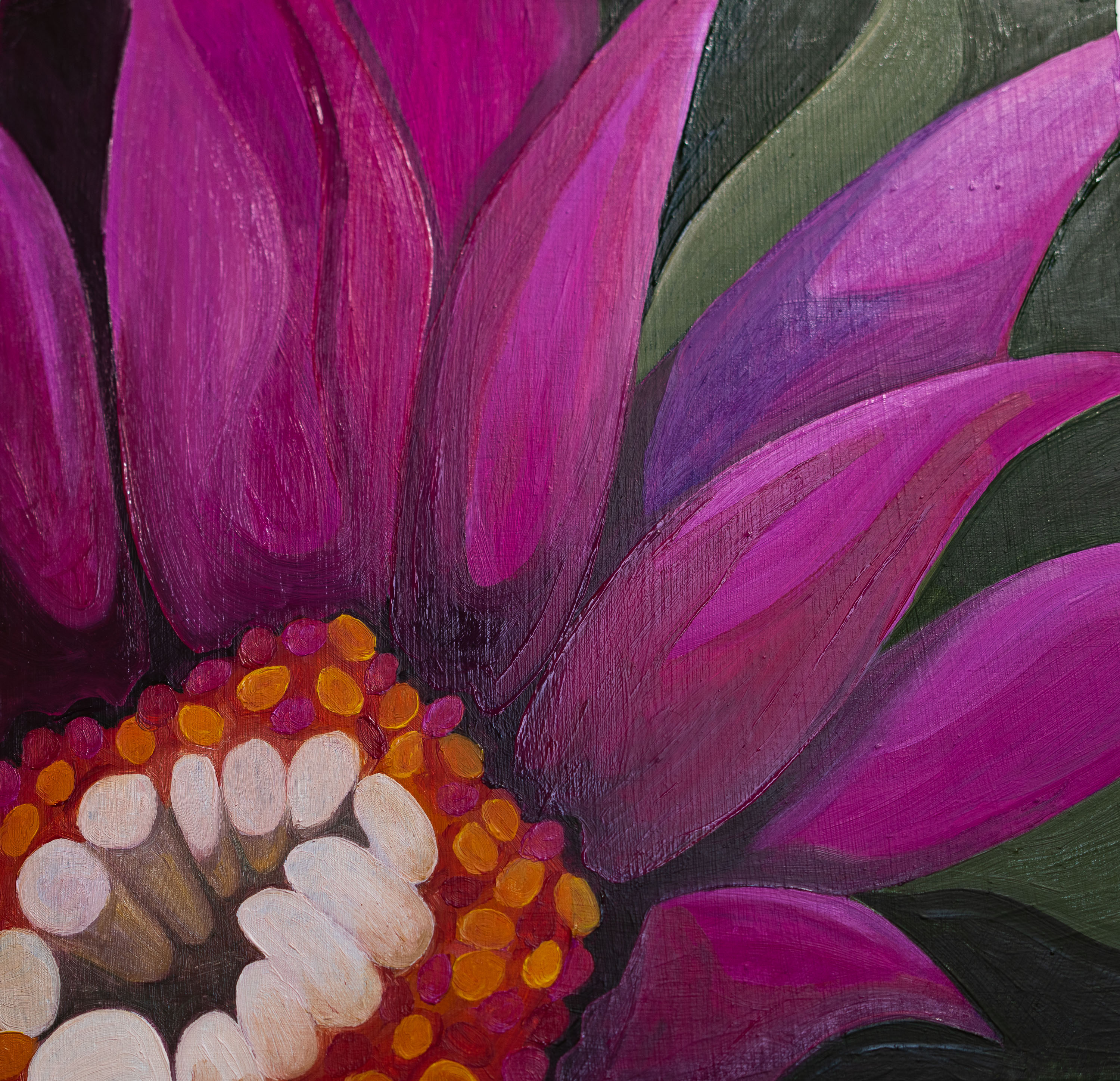 Hedgehog Cactus Flower - oil on cradled wood panel. Part of a series of Colorado Wildflower details.