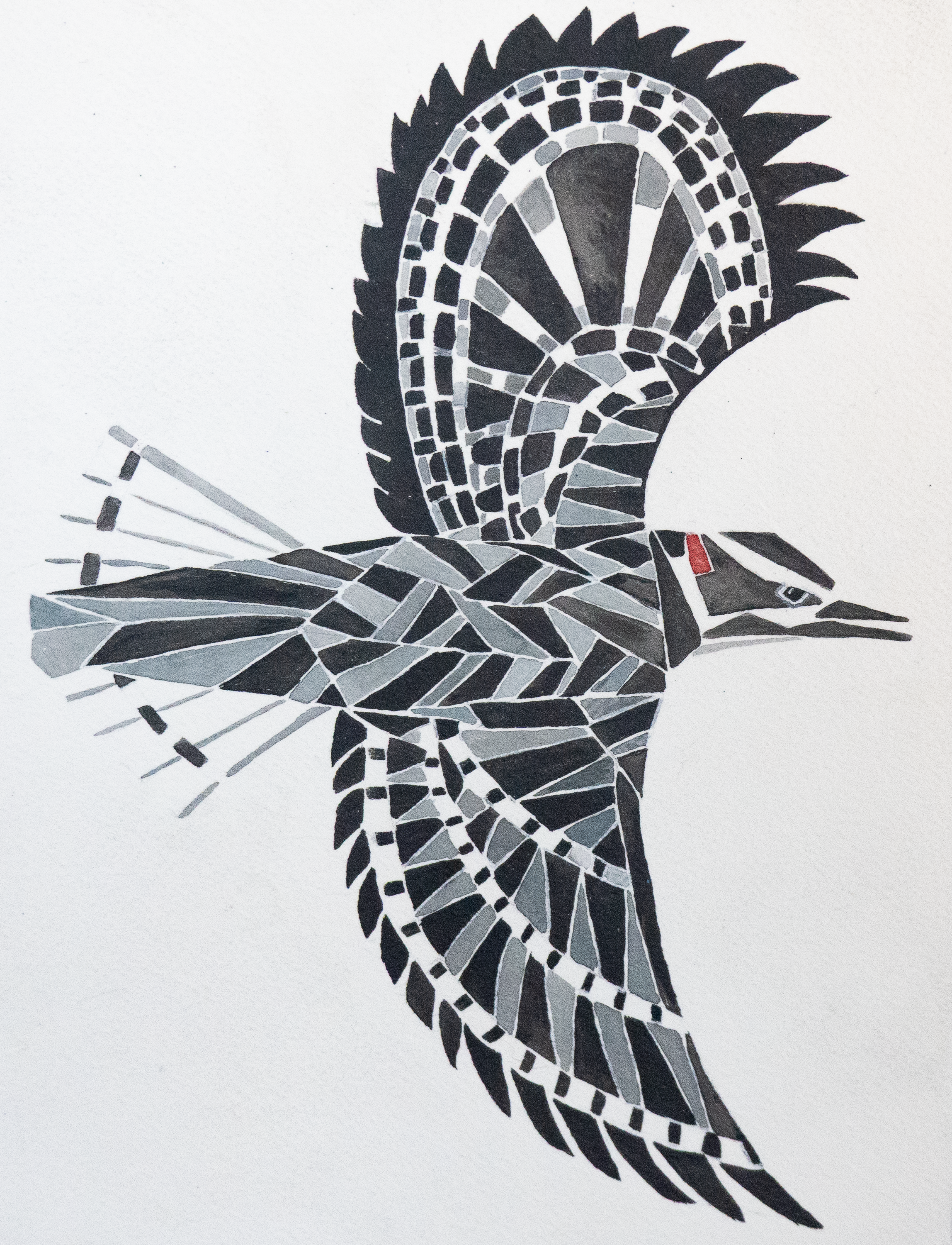 Downy Woodpecker - Watercolor on 140# cold pressed paper, mounted on cradled wood panel and rubbed with cold wax for protection. Part of a series of Colorado birds.